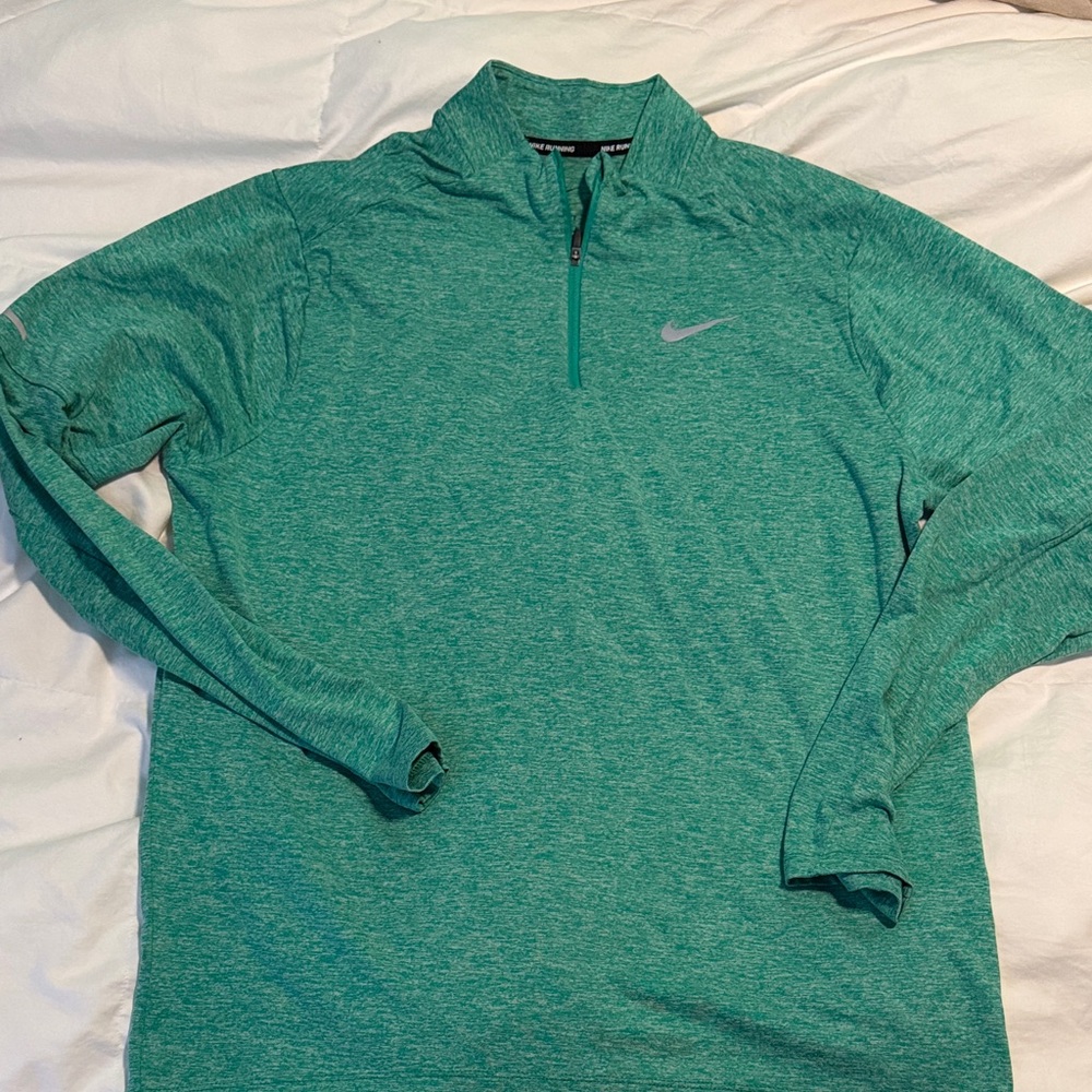 Nike Men’s Green Heather Quarter-Zip RunningPullover - Medium